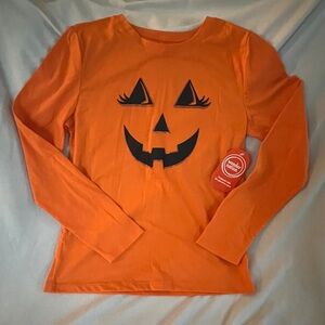 Orange Pumpkin Face Long Sleeve Shirt